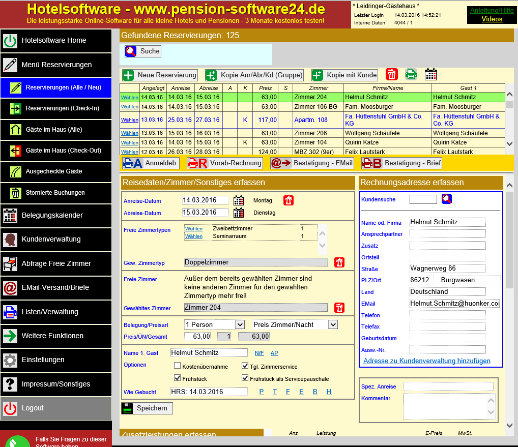 Hotelprogramm - Gesamtansicht